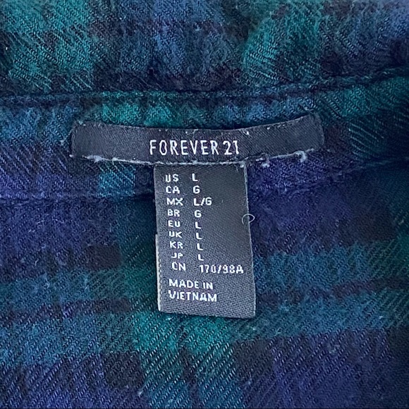 Forever 21 Plaid Tartan Flannel Shacket Shirt Roll Tab Sleeves - Picture 9 of 11
